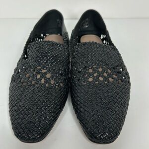 Massimo Dutti Black Leather Ballerina Loafers Size 37 / 6.5